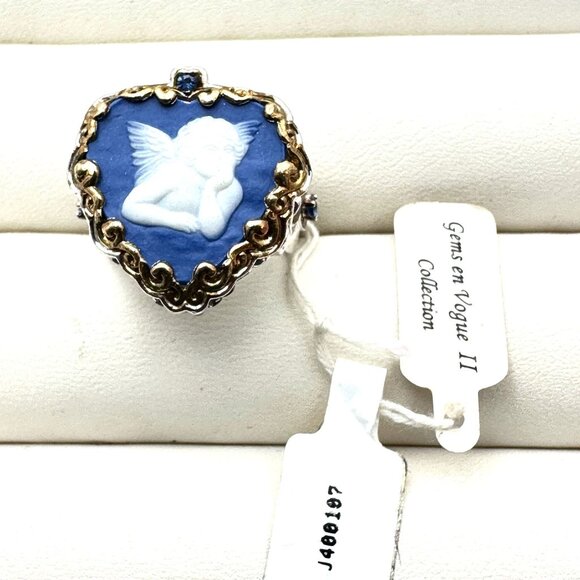 Michael Valitutti Angel Cherub Sterling Silver Gold Accent Ring Size 6 - Picture 3 of 5